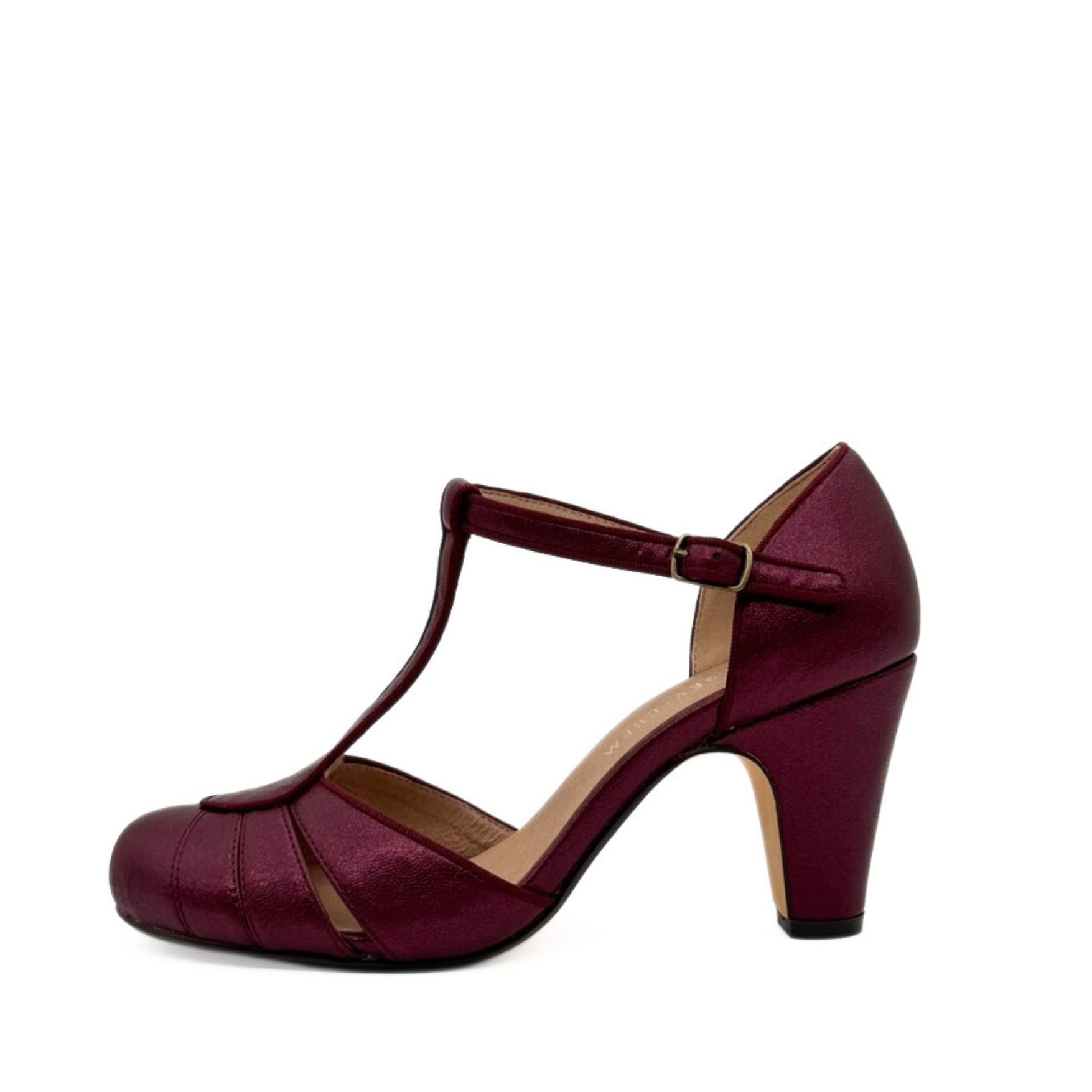 Mulberry Metallic T-Strap Heels