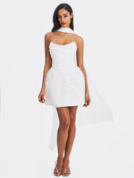 Tressa White Beaded Mesh Strapless Mini Wedding Dress