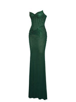 Fatima Green Crystal Sleeveless Corset Mermaid Maxi Dress Miss Circle