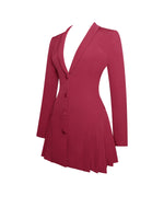 Delia Burgundy Blazer Dress with Pleated Detail Miss Circle