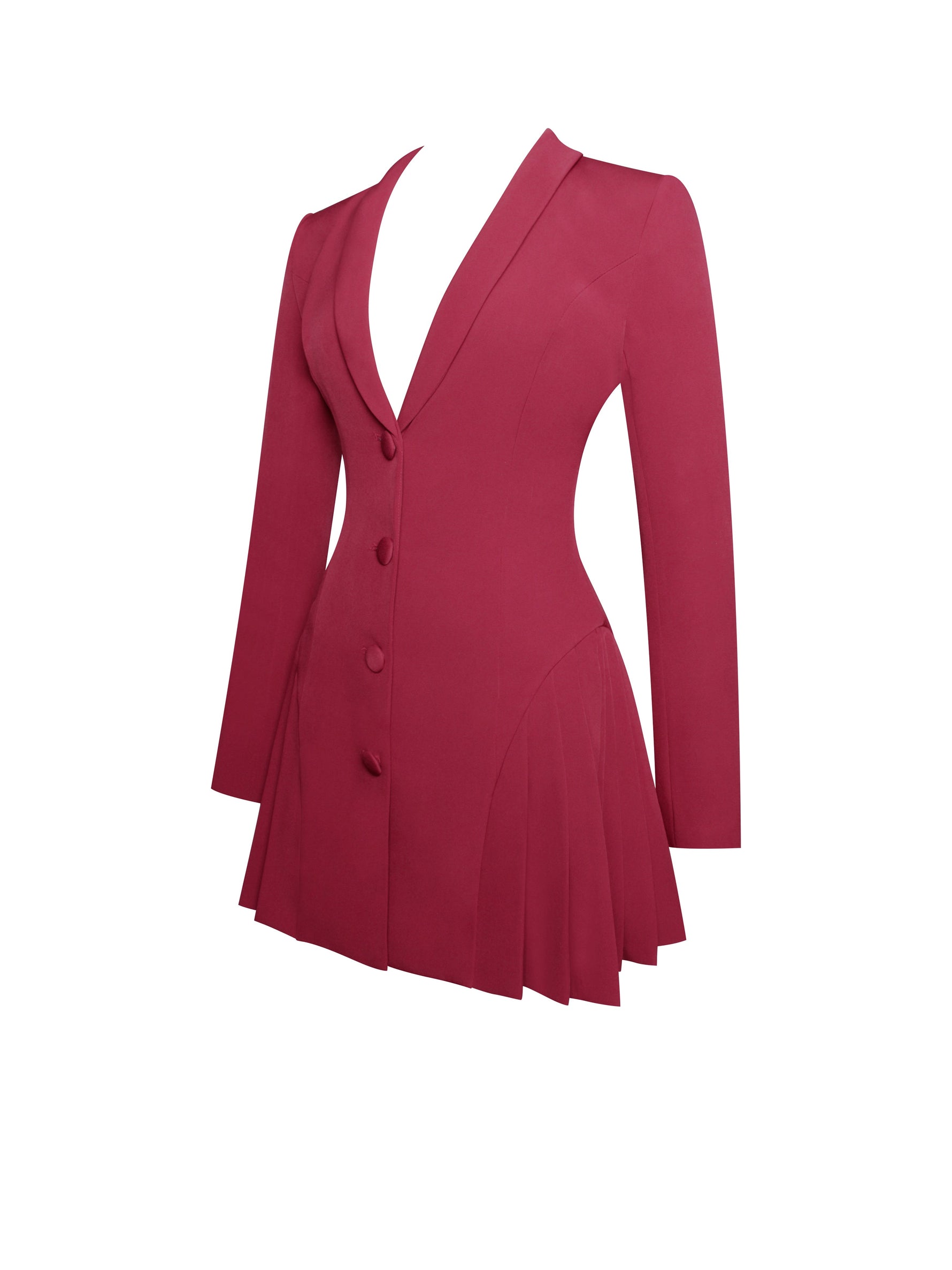 Delia Burgundy Blazer Dress with Pleated Detail Miss Circle
