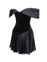 Echo Black Velvet Off-shoulder Pleated Mini Dress Miss Circle