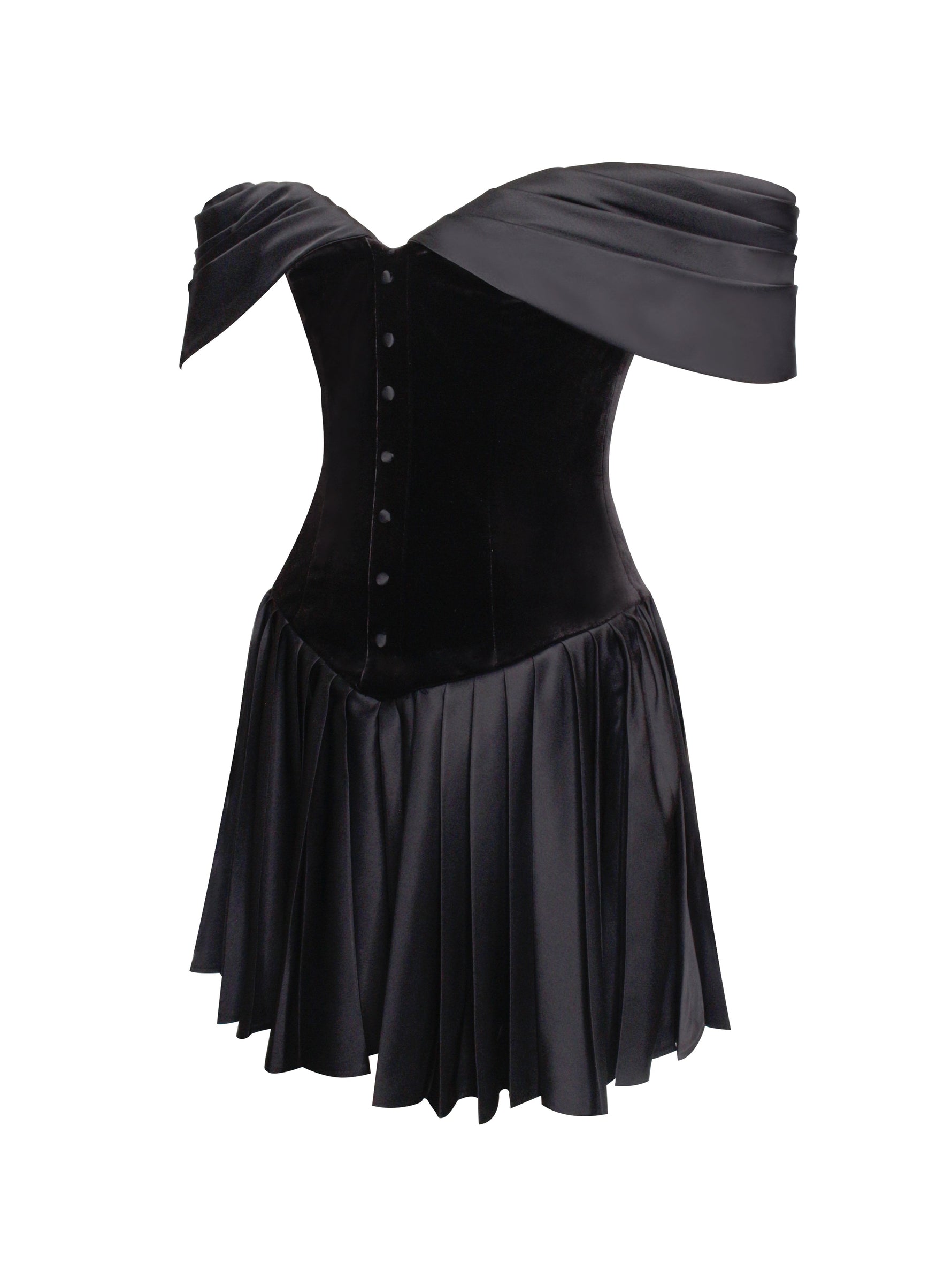 Echo Black Velvet Off-shoulder Pleated Mini Dress Miss Circle
