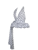 Ilene White and Black Polka Dot Bubble Hem Halter Top Miss Circle