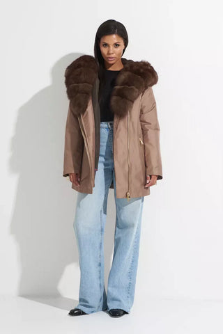 Genuine Polar Fox Fur Trim Rabbit Fur Insulated Parka - By Baano