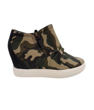 Ari Sneaker Wedge in Camo Naughty Monkey