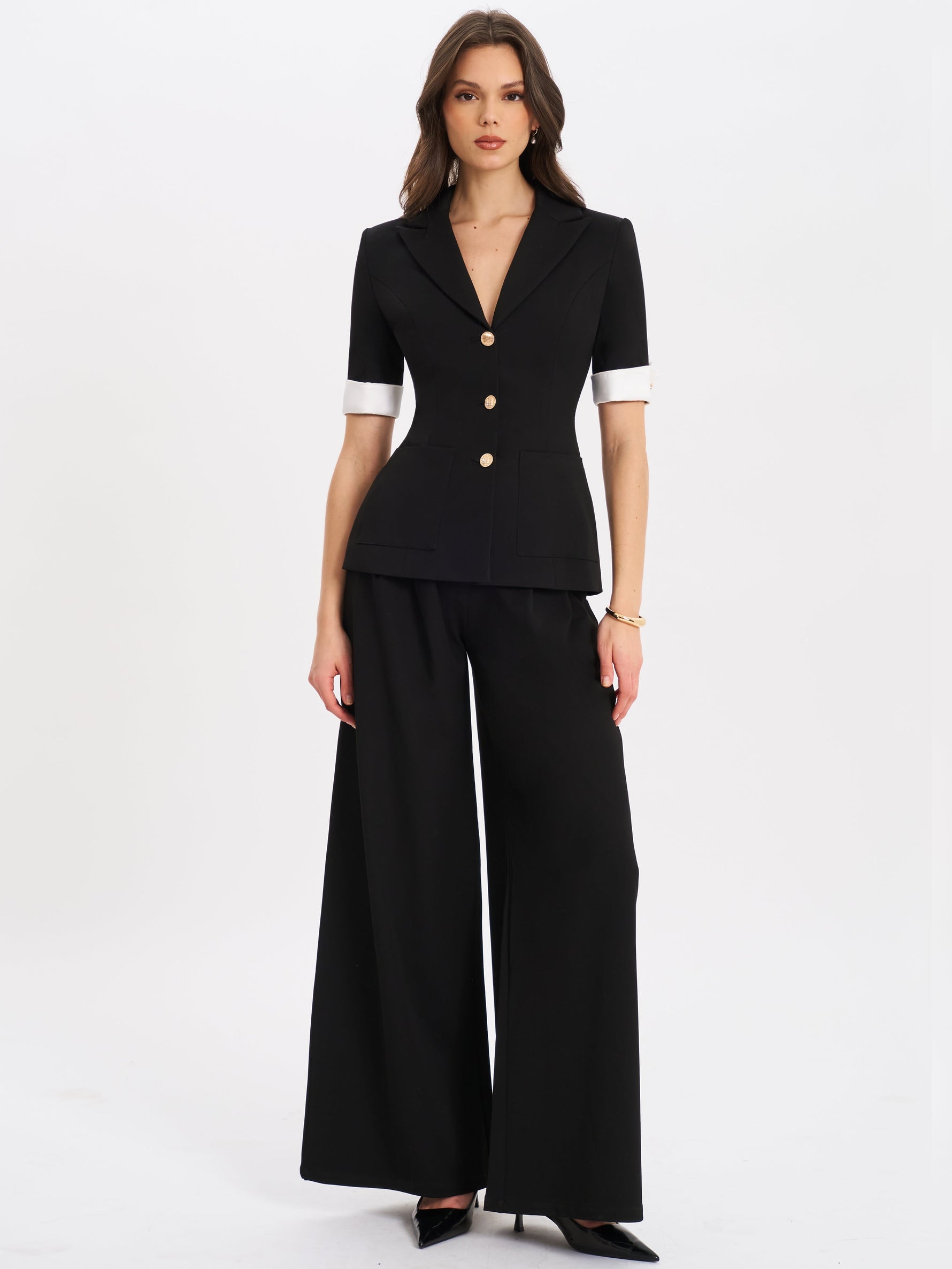 Aleeza Black Wide Leg Suit Pants Miss Circle