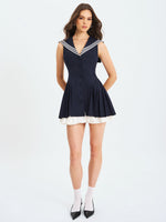 Calliope Navy Sailor Pleated Mini Dress Miss Circle