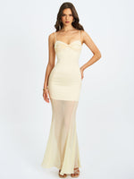 Zayne Butter Yellow Ruch Breast Chiffon Mermaid Maxi Dress