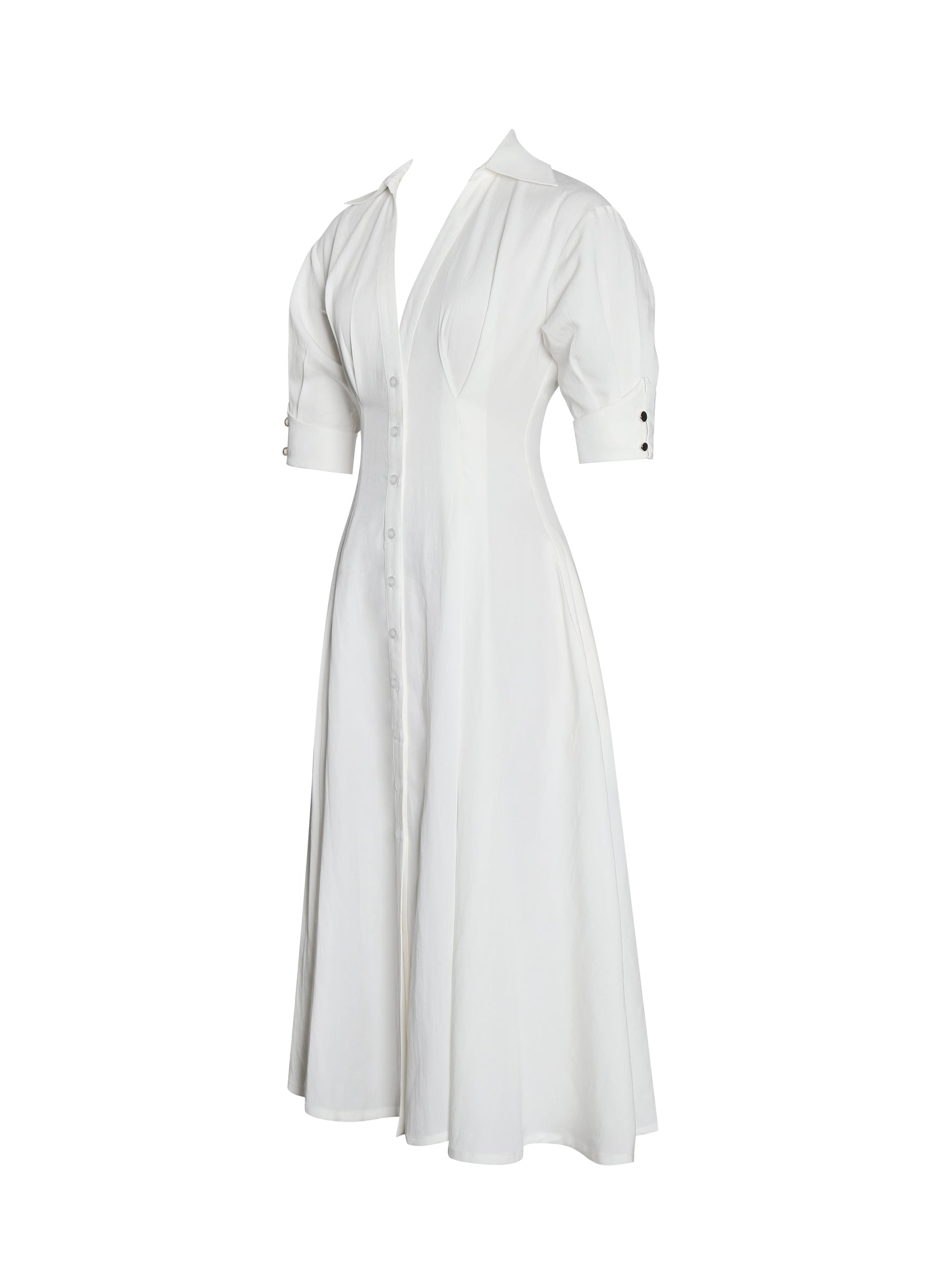 Palina Lyocell Pleated Midi Preppy Shirt Dress Miss Circle