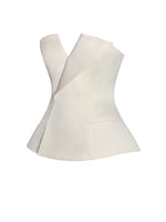 Yani Ivory Asymmetrical Lapel Sleeveless Peplum Top Miss Circle