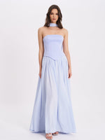 Qianna Baby Blue Peplum Drop Waist Chiffon Gown Miss Circle