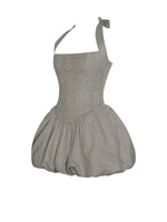 Dacia Plaid Halter Lace-up Bubble Mini Dress Miss Circle