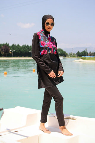 Woven Black Burkini Modest Swimwear M2268 - By Baano