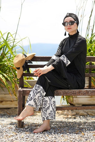 Lycra Black Burkini Modest Swimwear 1958 - By Baano