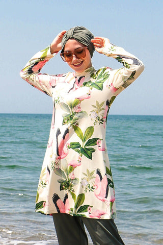 Lycra Khaki Burkini Modest Swimwear 1966 - By Baano
