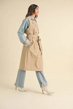 MABLE Layered Look Trench Coat With Denim Jacket - By Baano
