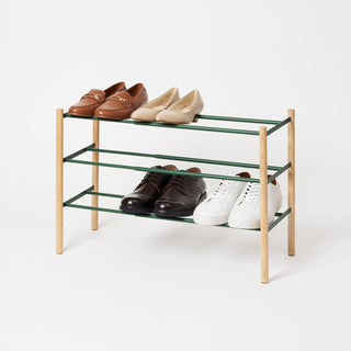 Expandable Shoe Rack (18" H)  - Steel + Wood
