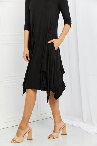 Celeste Good Days Full Size Round Neck Midi Dress in Black