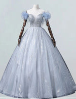 Elegant Off-Shoulder Tulle Prom Dress | Beaded Ball Gown Bridesmaid Dress