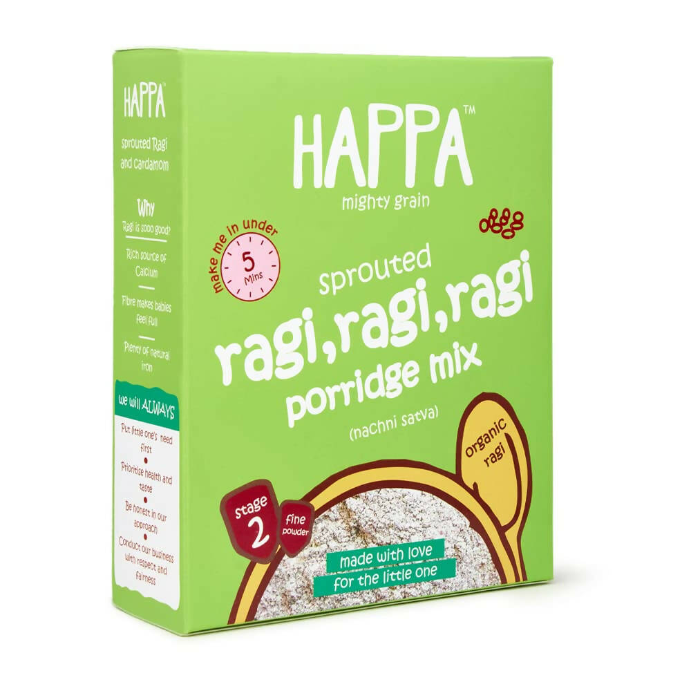 Happa Organic Baby Food Sprouted Ragi Porridge Mix-Stage 2