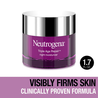 Neutrogena Triple Age Repair Anti-Aging Night Cream With Vitamin C; Fights Wrinkles & Evens Tone, Firming Anti-Wrinkle Face & Neck Cream; Glycerin & Shea Butter, 1.7 Oz