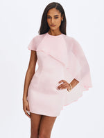 Umeko Tulip Pink Asymmetrical Cape Mini Dress