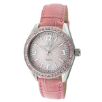 Women's Pink Watch 40mm Bold Crystal Bezel Leather Strap Peugeot Watches