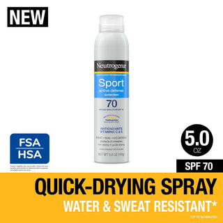Neutrogena Sport Active Defense SPF 70 Sunscreen Spray 5.0 Oz