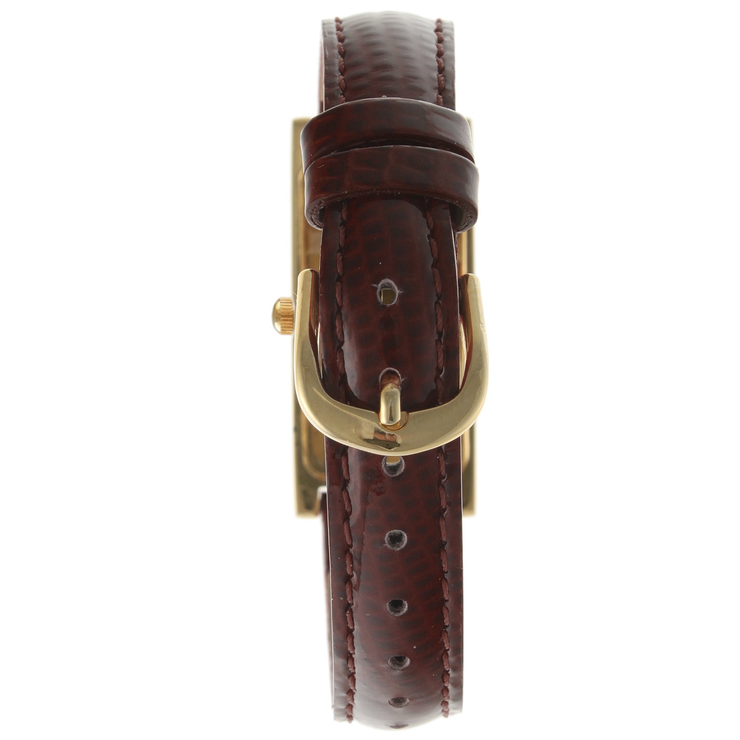 Women's 35x18mm Watch Glossy Brown Leather Strap Peugeot Watches