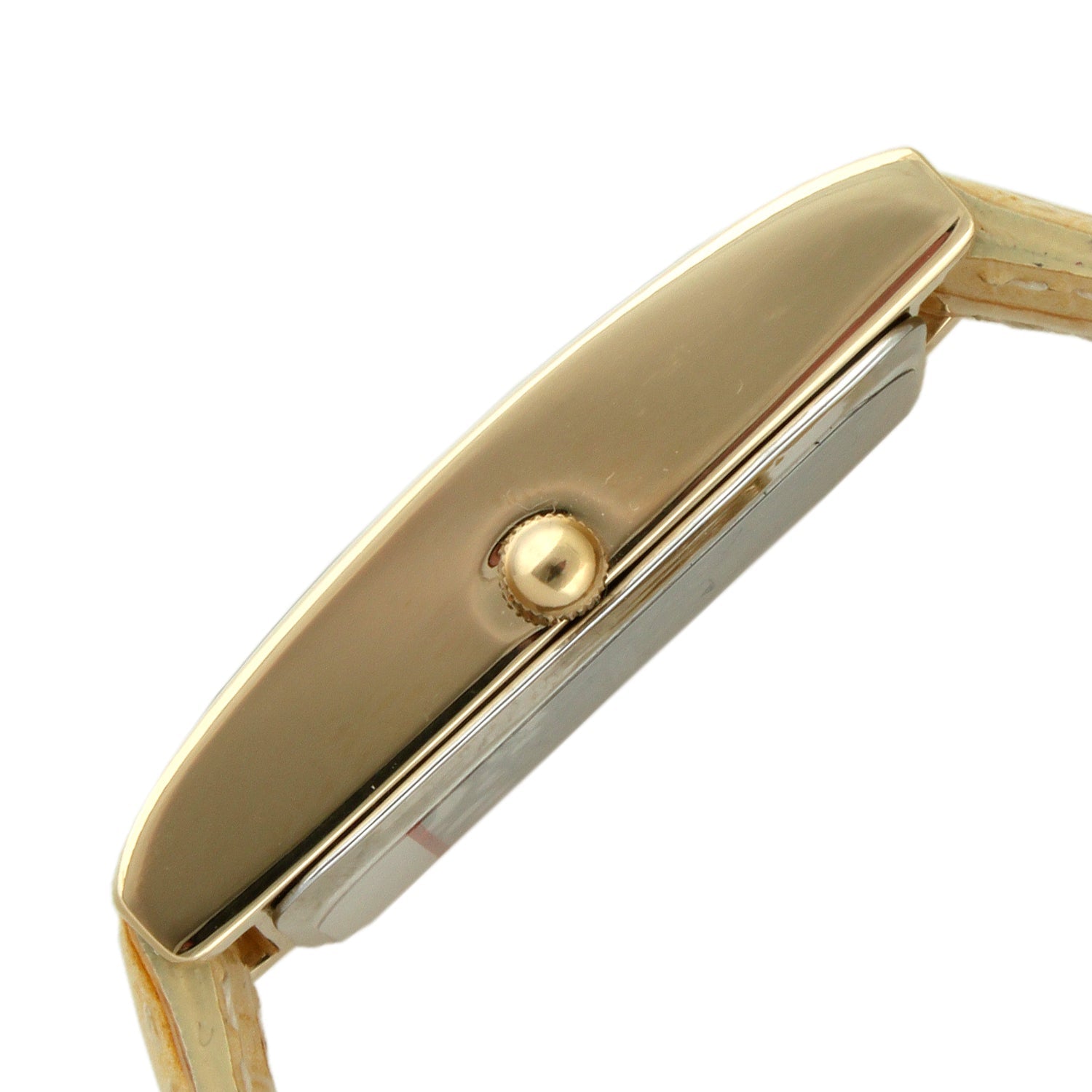 Women 35x18mm Watch Glossy Tan Leather Strap Peugeot Watches