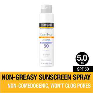 Neutrogena Clear Body SPF 50 Sunscreen Spray, Non-Comedogenic
