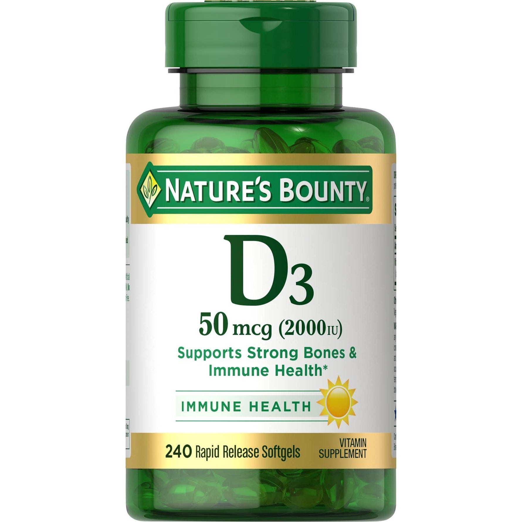 Nature's Bounty Vitamin D3, 50 Mcg, Rapid Release Softgels