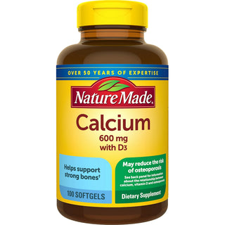 Nature Made Calcium 600 Mg With Vitamin D3 For Immune Support, Tablets, 100 Count, Helps Support Bone Strength