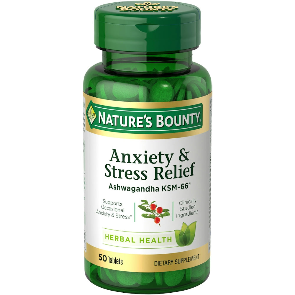 Nature's Bounty Anxiety & Stress Relief, Herbal Health, Tablets