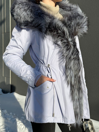 Genuine Silver Fox Fur Trim Rabbit Fur Insulated Parka - By Baano