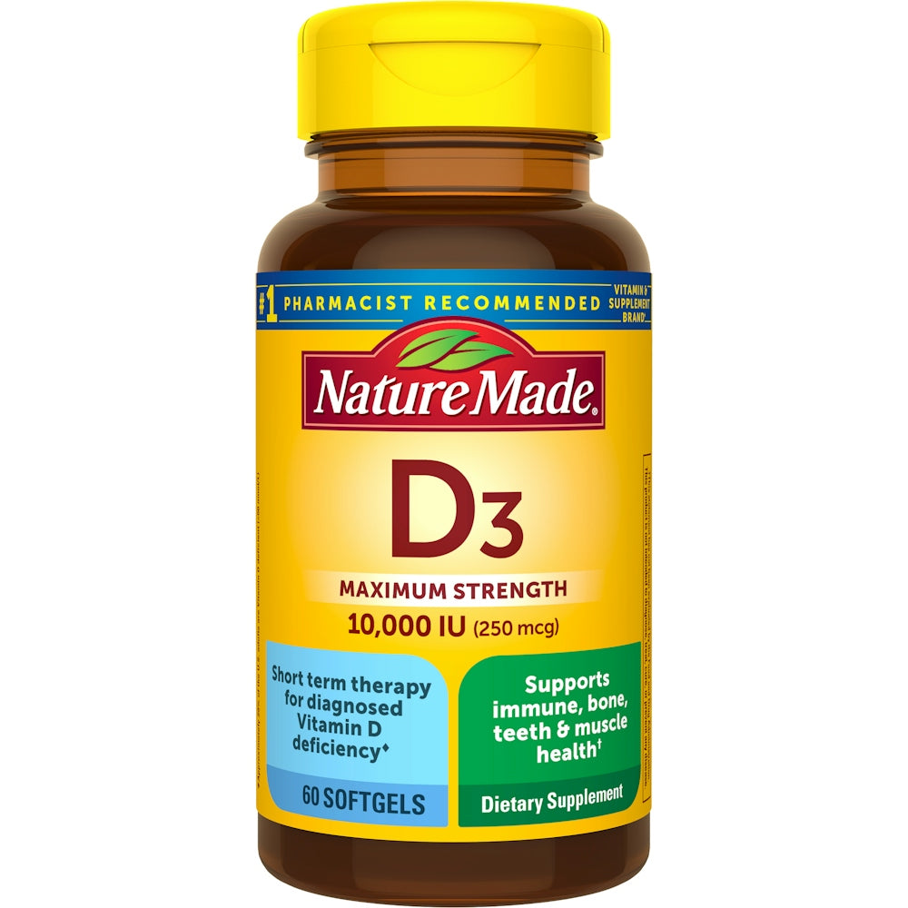 Nature Made Vitamin D3, Maximum Strength, 10,000 IU, Softgels