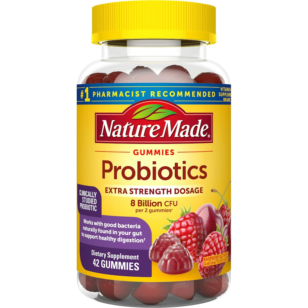 Nature Made Ultra Strength Digestive Probiotic Gummies For Women And Men - Raspberry & Cherry - 42ct