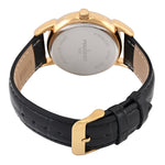 Men's 40mm Vintage Black Dial Sun Moon Black Leather Strap Watch Peugeot Watches