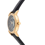 Men's 40mm Vintage Black Dial Sun Moon Black Leather Strap Watch Peugeot Watches