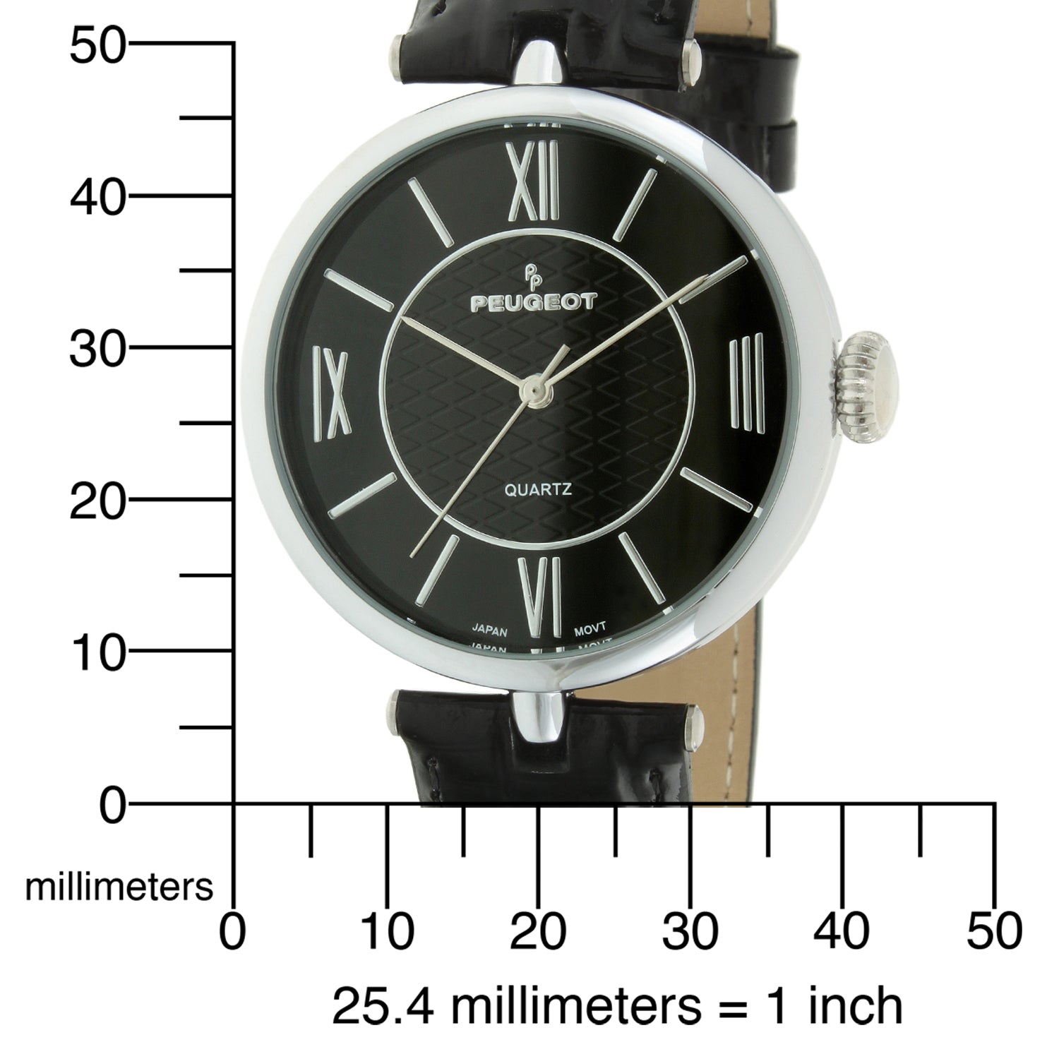 Women's 38mm Watch T-Bar Dress Black Leather Strap