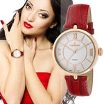 Women's 38mm Watch T-Bar Dress Red Leather Strap Peugeot Watches