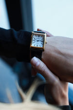 Women's Tank Watch Roman Dial Black Leather Strap Peugeot Watches