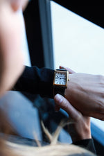 Women's Tank Watch Roman Dial Black Leather Strap Peugeot Watches