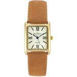 Women's Tank Watch Roman Dial Brown Suede Leather Strap Peugeot Watches