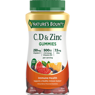 Nature's Bounty Vitamins C, D & Zinc, Immune Health, Gummies, Citrus Berry Flavored