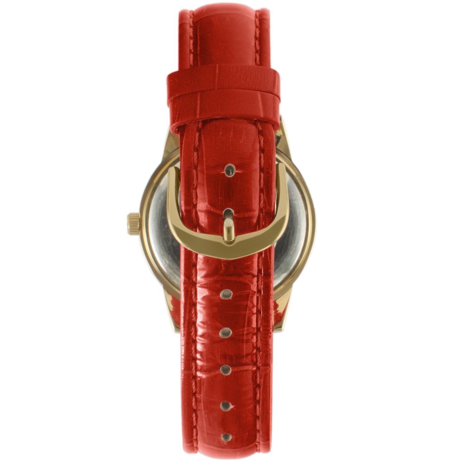 Women's Red Watch 34mm Crystal Bezel Leather Strap Peugeot Watches