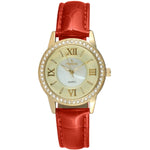 Women's Red Watch 34mm Crystal Bezel Leather Strap Peugeot Watches