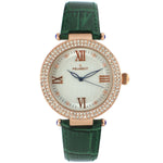 Women's 38mm Green Watch Crystal Bezel Leather Strap Peugeot Watches
