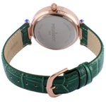 Women's 38mm Green Watch Crystal Bezel Leather Strap Peugeot Watches